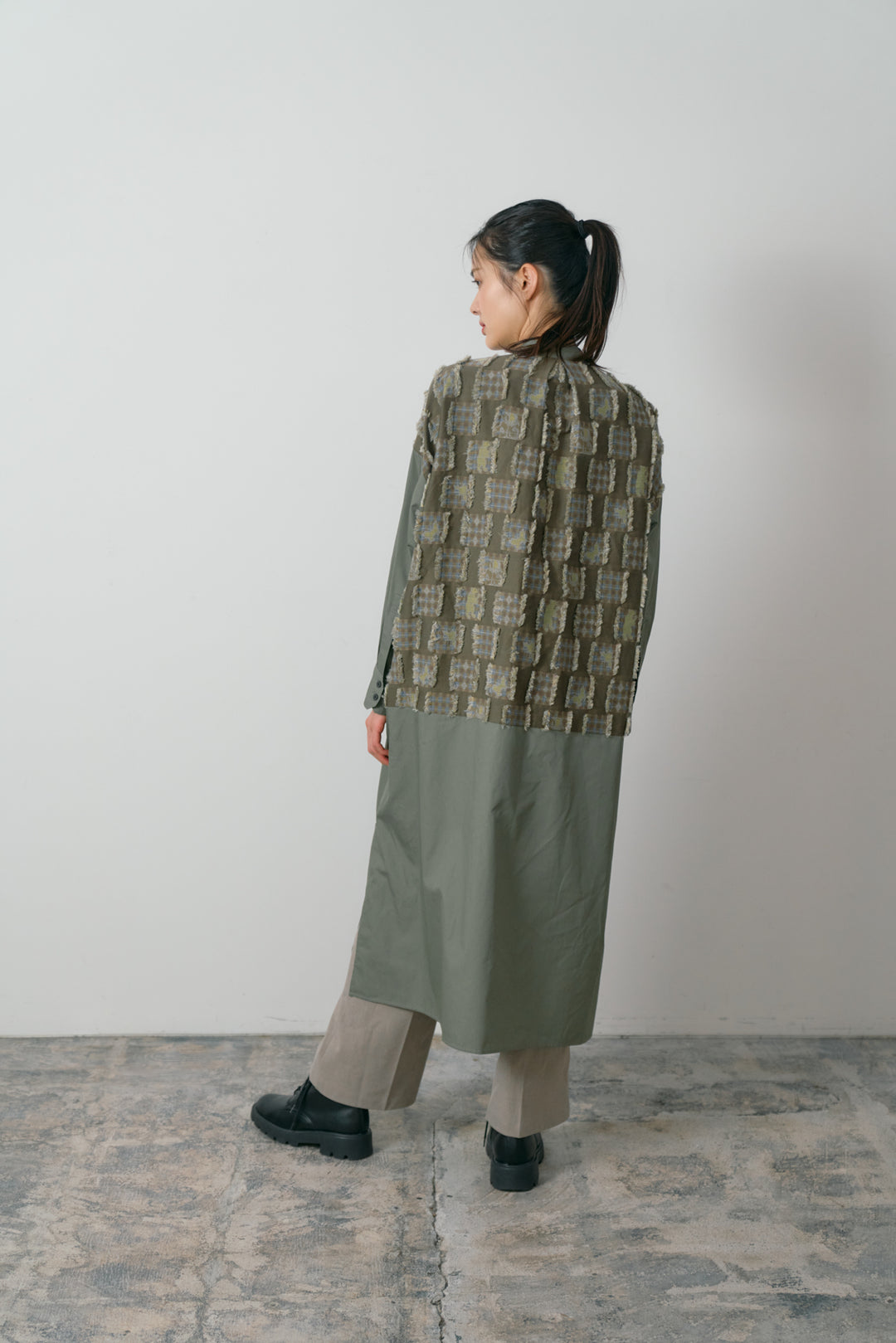 -Forest Check-　シャツワンピース　col:カーキ
