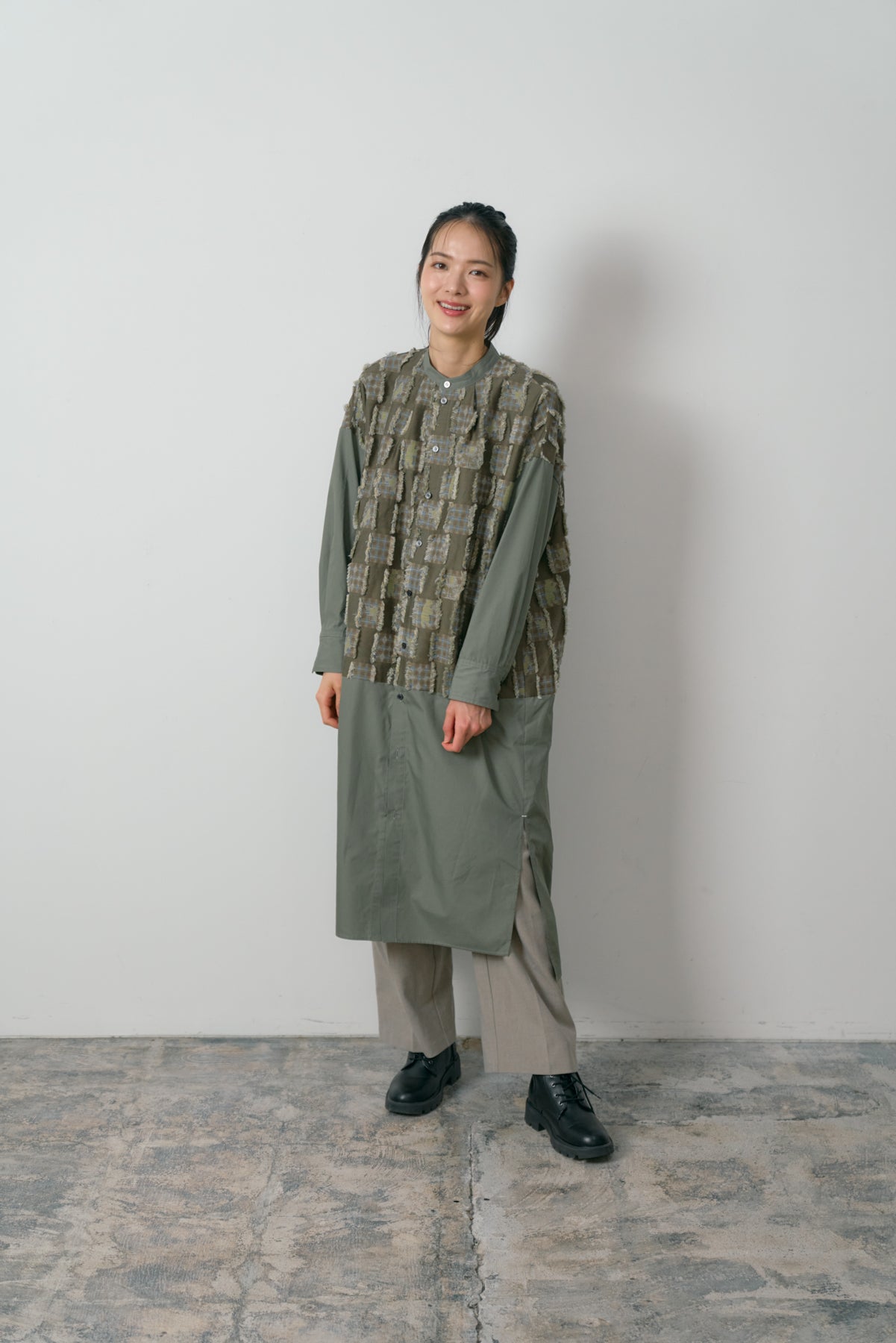Forest Check- シャツワンピース col:カーキ – POLS