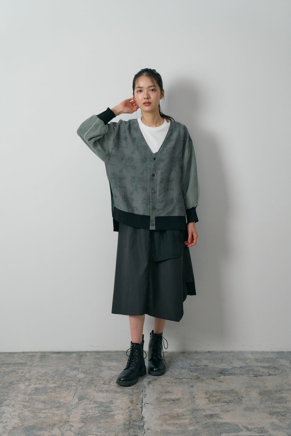 -Letter-　カーディガン　col:グリーン