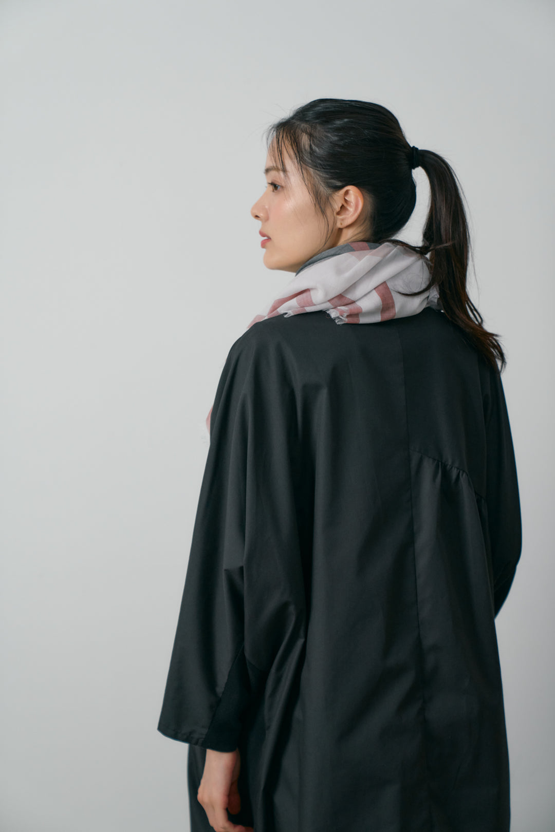 極細コットン播州織ストール　Mサイズ　col:ブラック(BLK)
