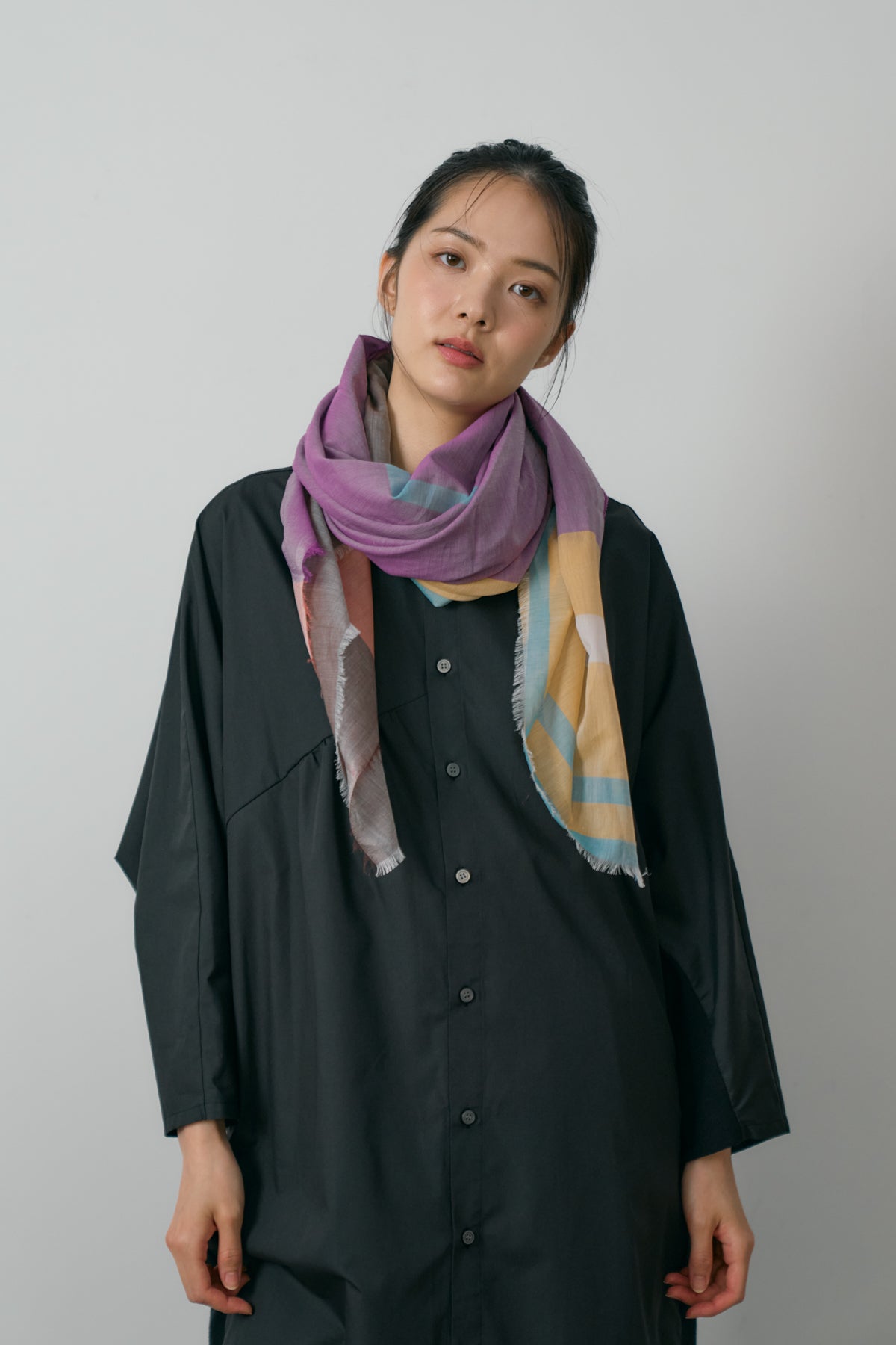 ⑰織馬鹿　播州織ストール　ハーフサイズ el：ment×織馬鹿 星空に想いを馳せる 播州ジャカード織りコットン100