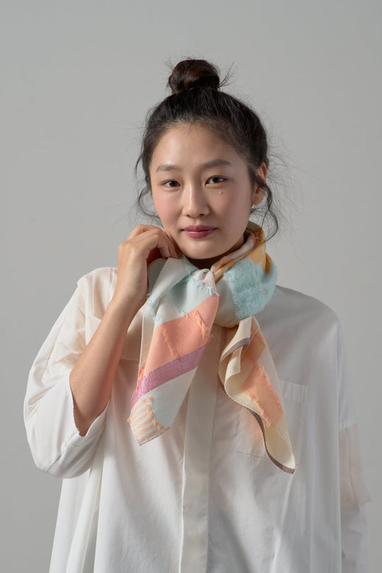 -Yama-　キュプラスカーフ　col:オレンジグリーン