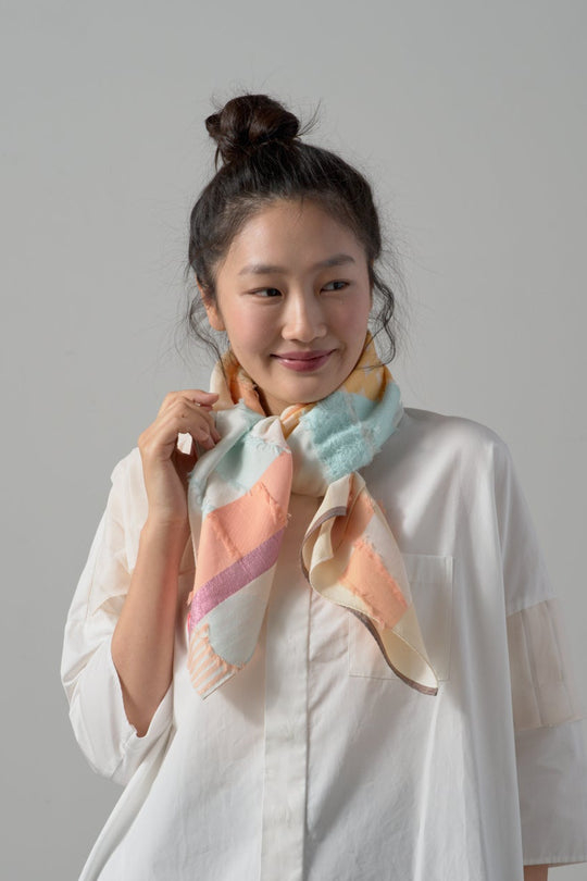 -Yama-　キュプラスカーフ　col:オレンジグリーン