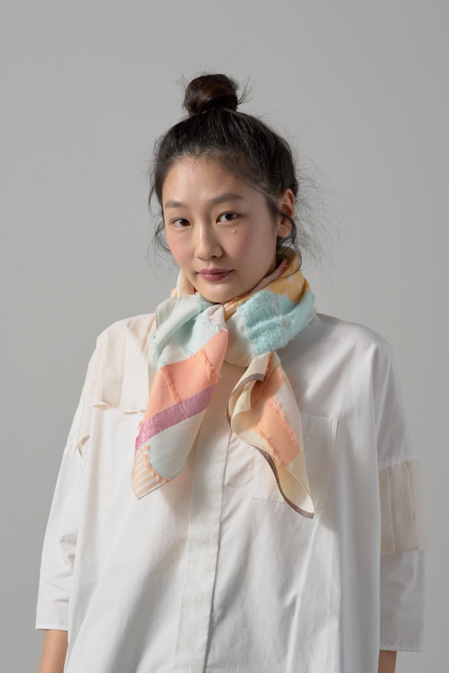 -Yama-　キュプラスカーフ　col:オレンジグリーン