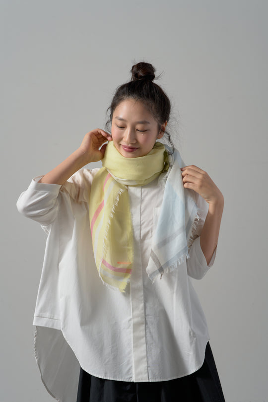 極細コットン播州織ストール　Mサイズ　col:イエロー(042)