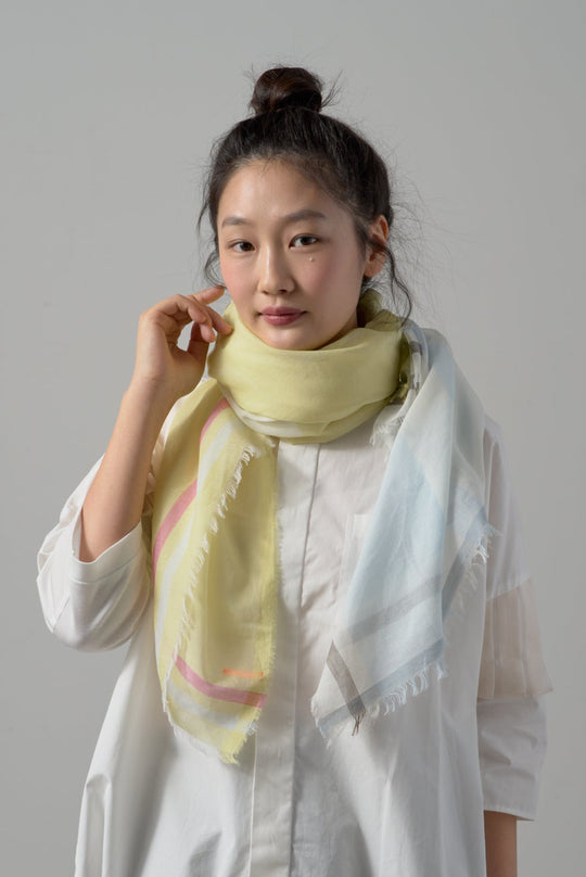 極細コットン播州織ストール　Mサイズ　col:イエロー(042)