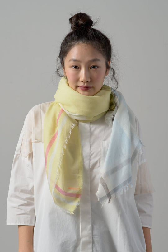 極細コットン播州織ストール　Mサイズ　col:イエロー(042)