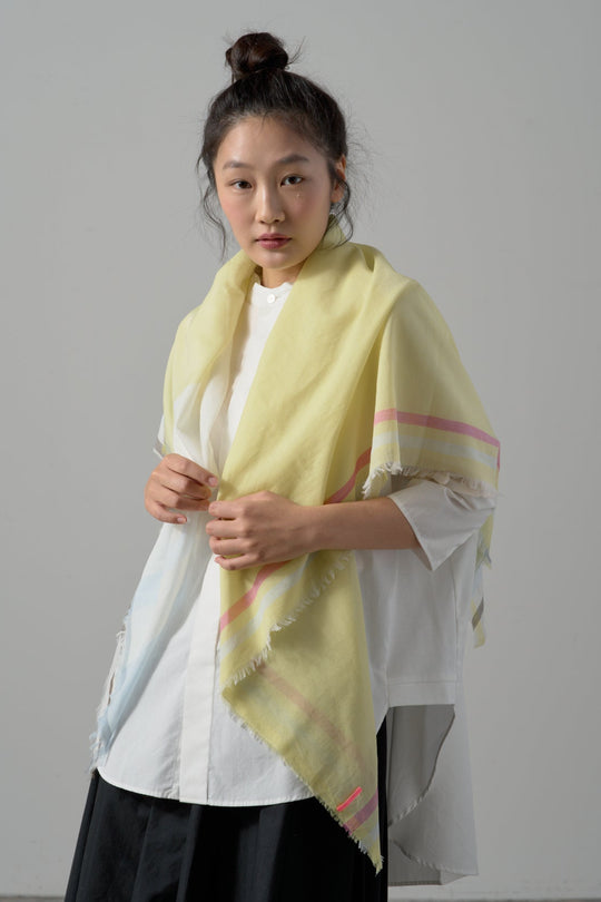 極細コットン播州織ストール　Mサイズ　col:イエロー(042)