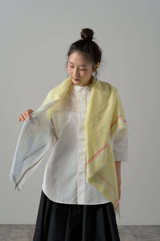 極細コットン播州織ストール　Mサイズ　col:イエロー(042)