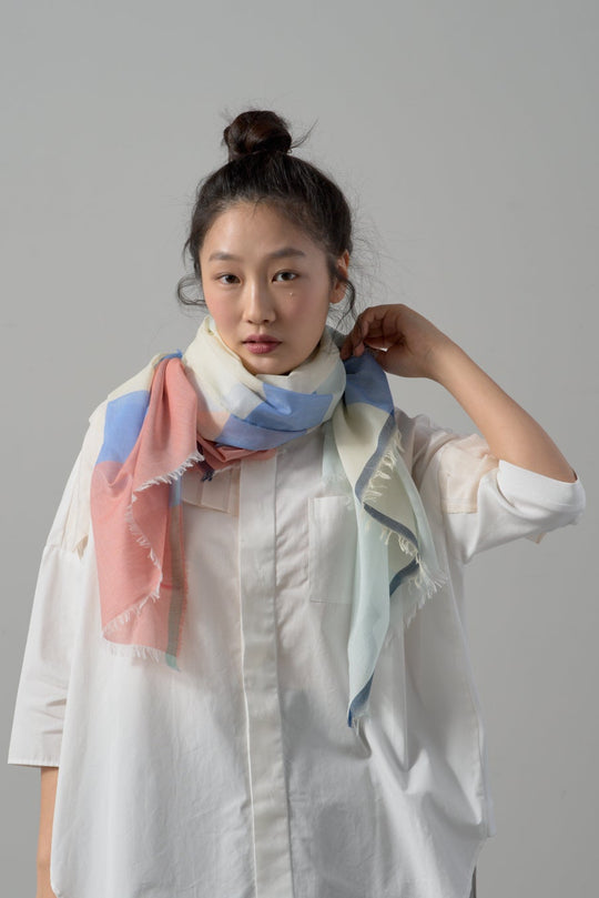 極細コットン播州織ストール　Mサイズ　col:トリコロール(TRBL)