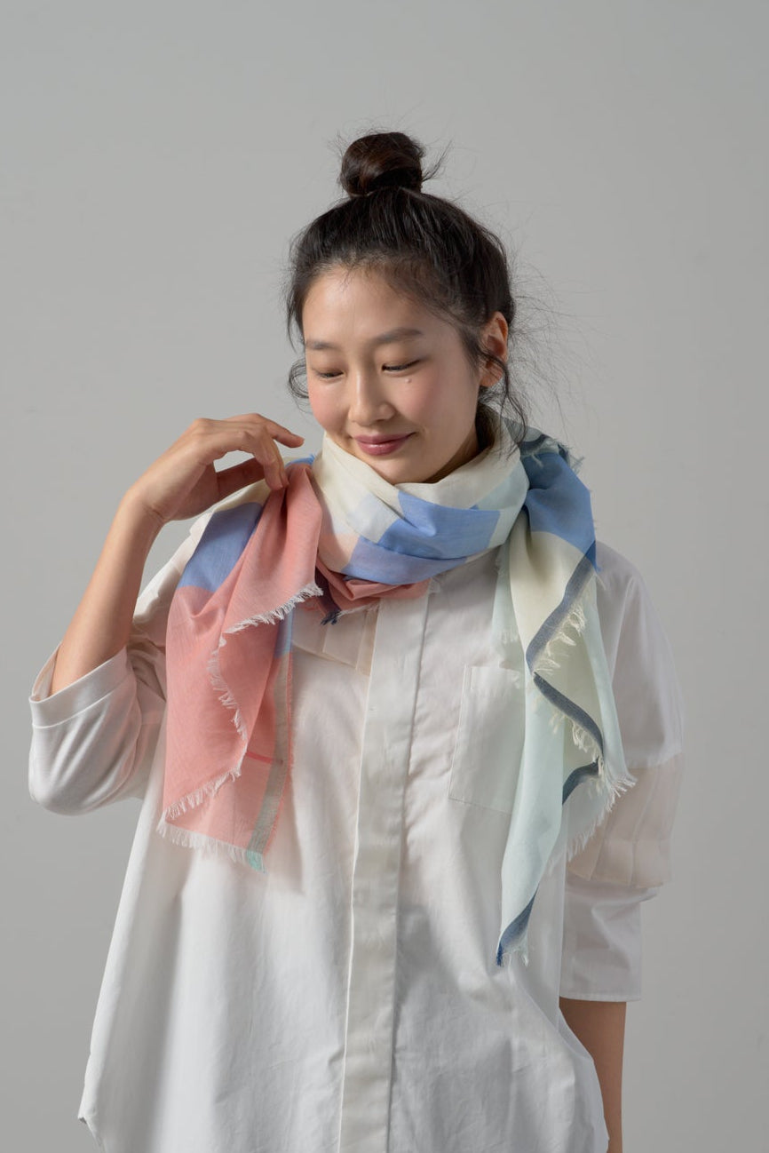 極細コットン播州織ストール　Mサイズ　col:トリコロール(TRBL)