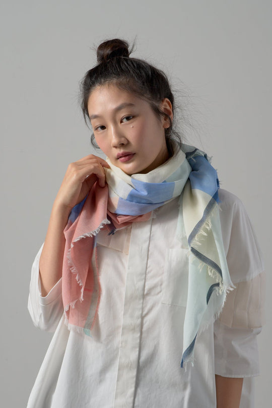 極細コットン播州織ストール　Mサイズ　col:トリコロール(TRBL)