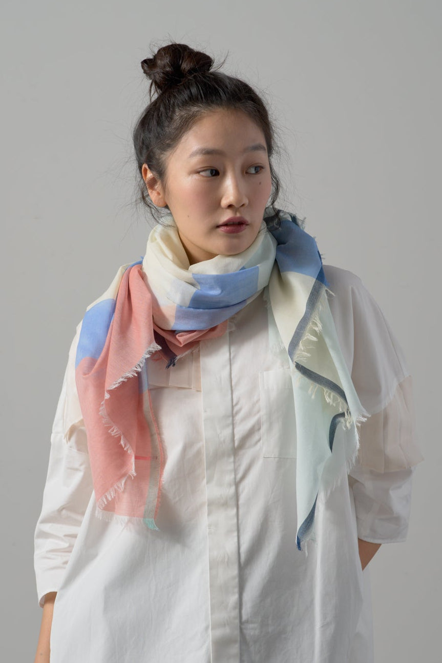 極細コットン播州織ストール　Mサイズ　col:トリコロール(TRBL)