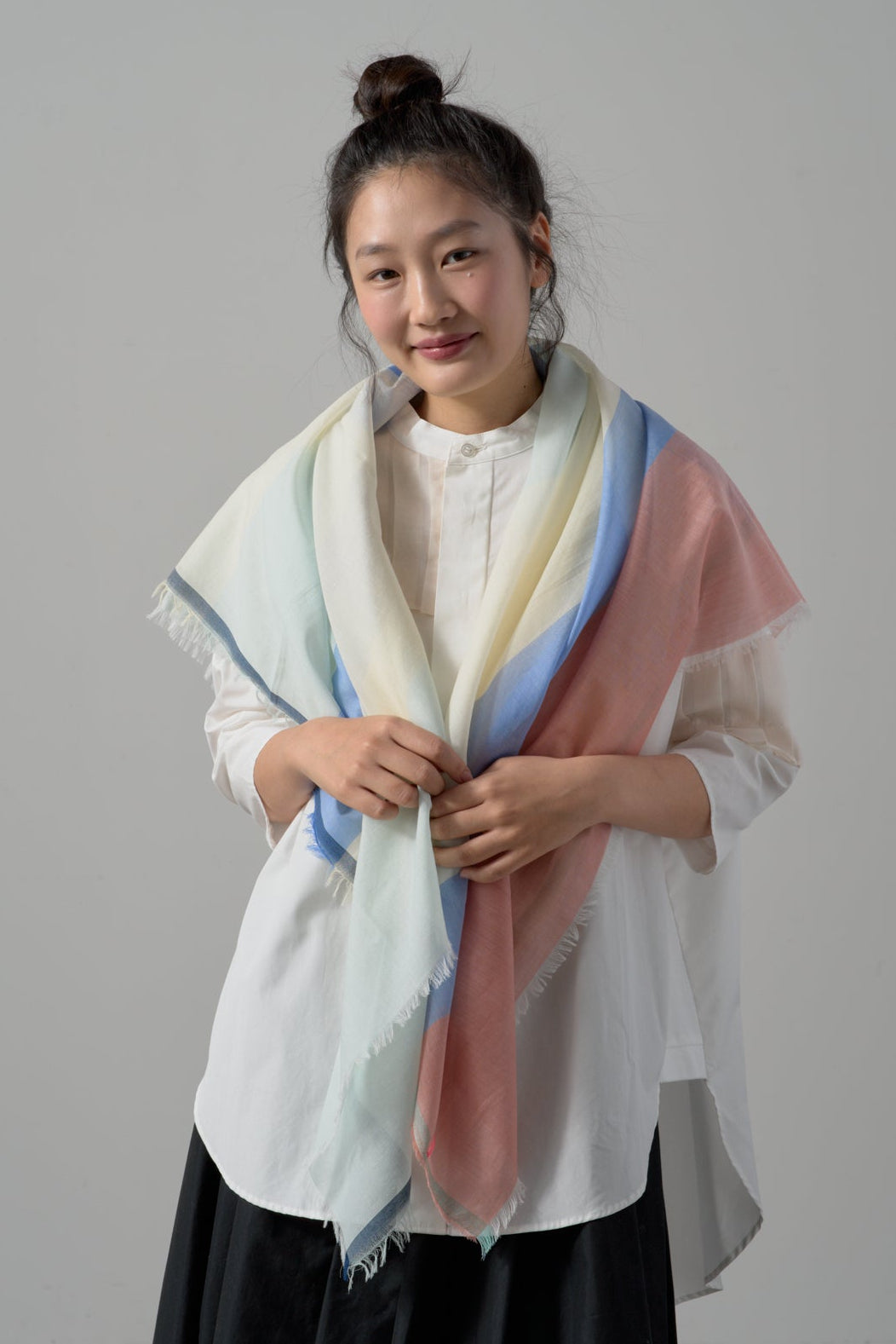 極細コットン播州織ストール　Mサイズ　col:トリコロール(TRBL)