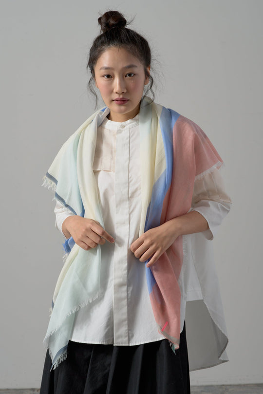 極細コットン播州織ストール　Mサイズ　col:トリコロール(TRBL)