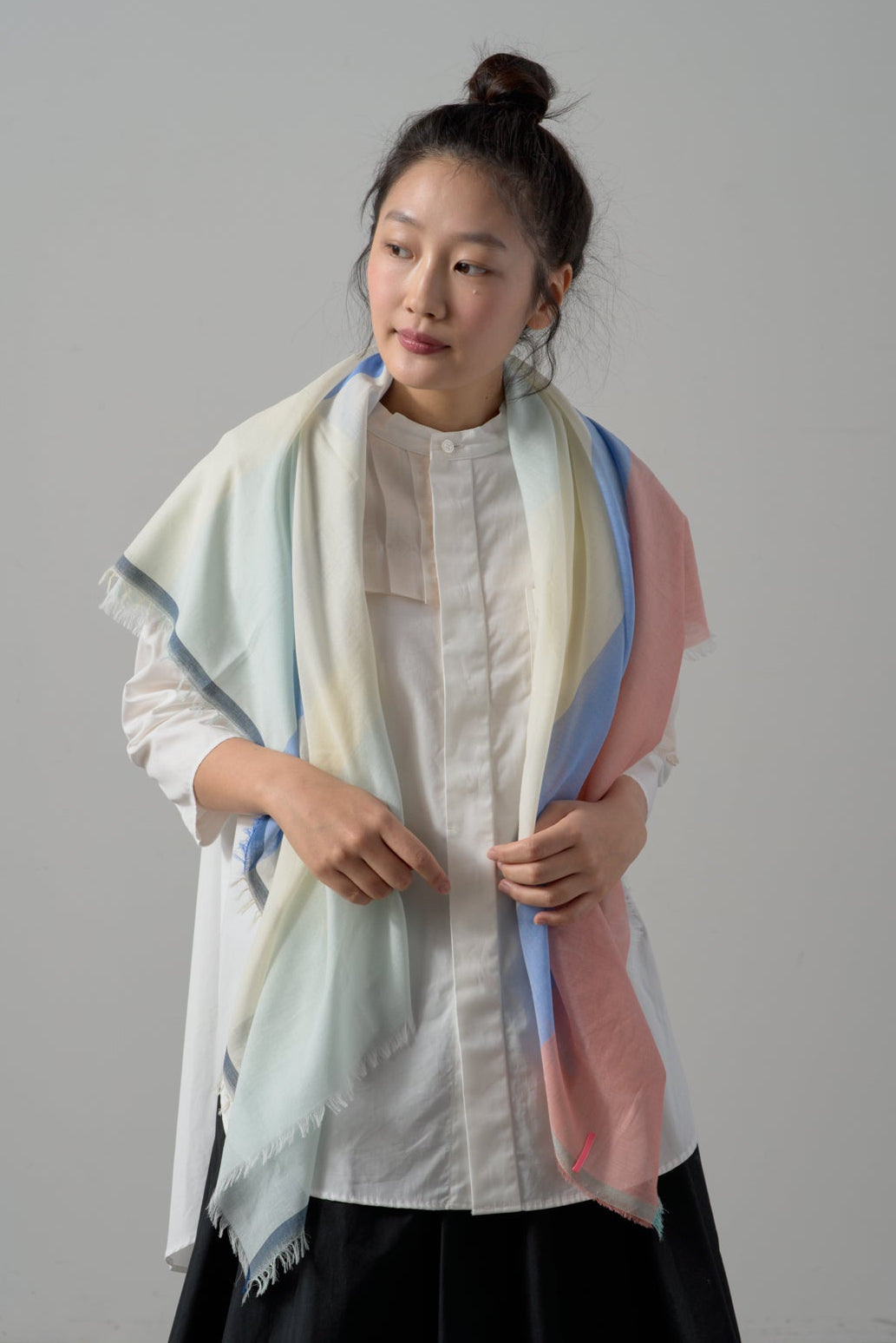 極細コットン播州織ストール　Mサイズ　col:トリコロール(TRBL)