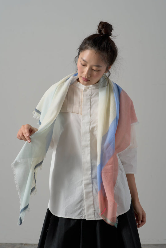 極細コットン播州織ストール　Mサイズ　col:トリコロール(TRBL)