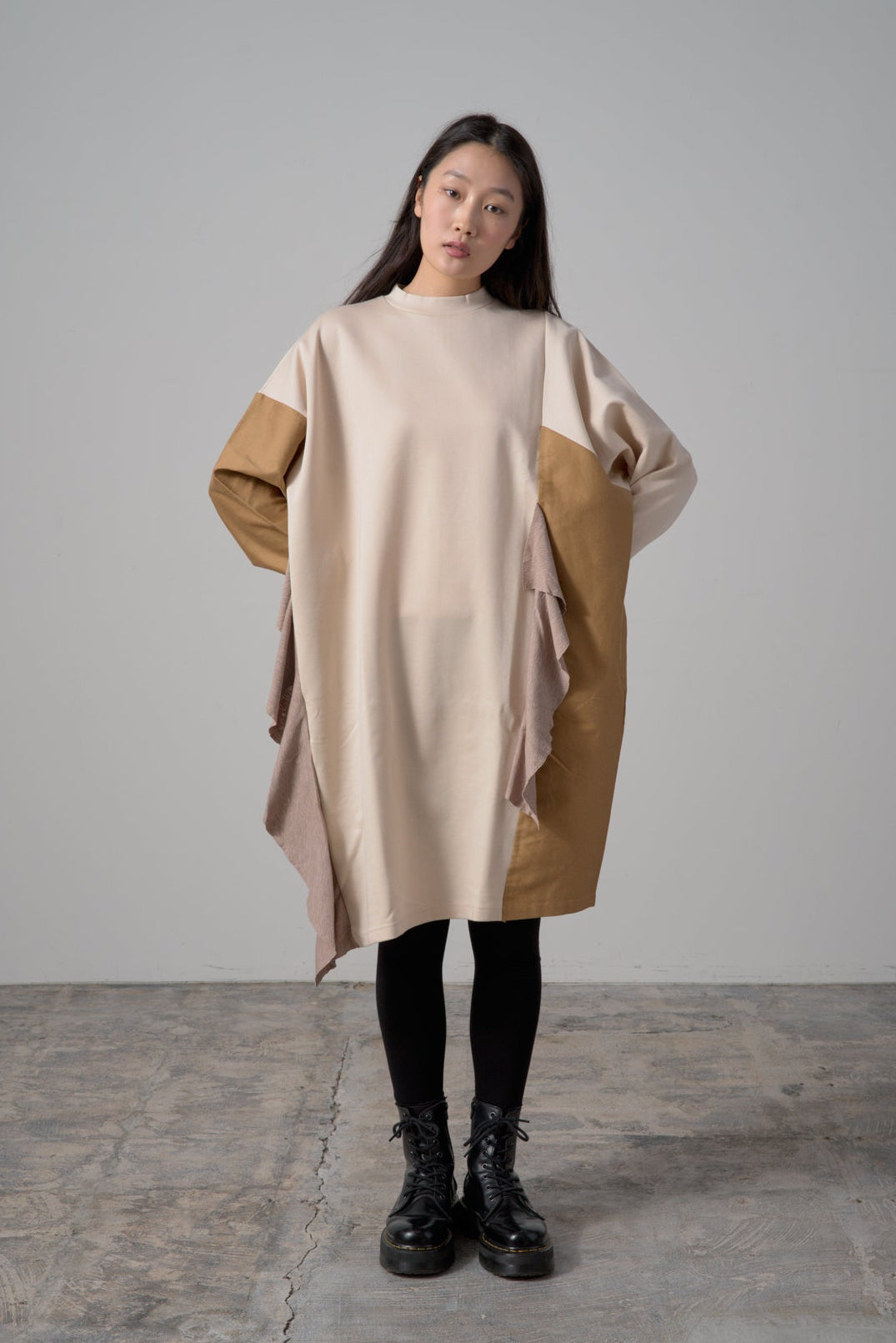 バイカラーワンピース　col:ベージュ