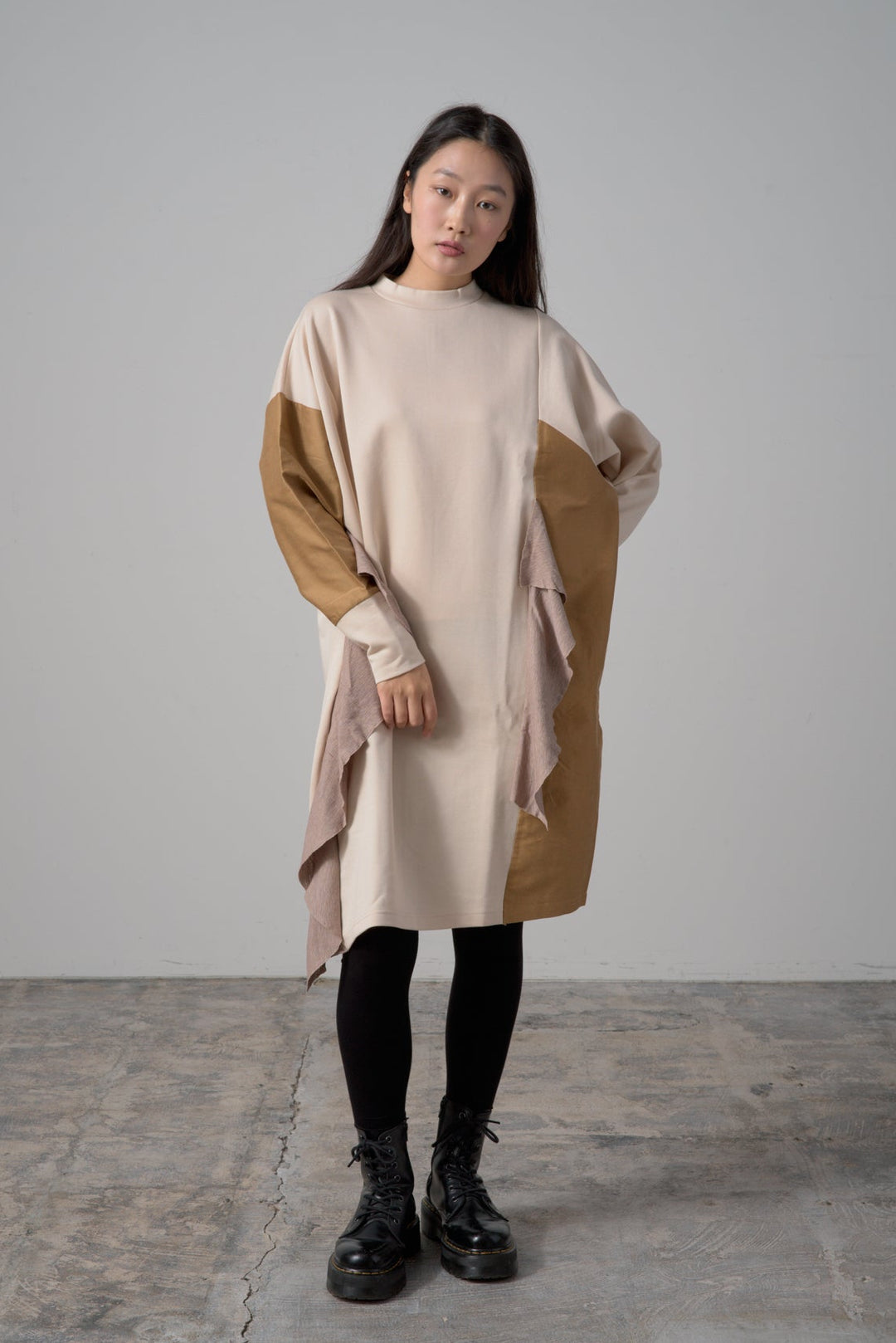バイカラーワンピース　col:ベージュ