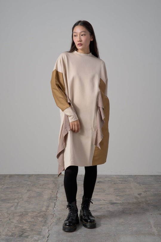 バイカラーワンピース　col:ベージュ