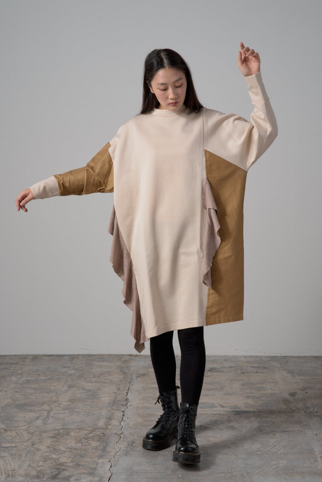 バイカラーワンピース　col:ベージュ