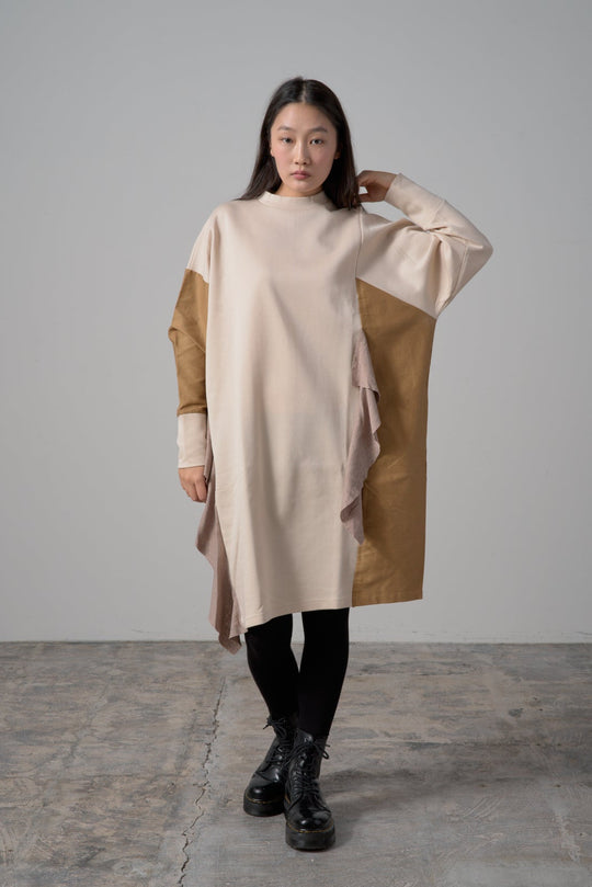 バイカラーワンピース　col:ベージュ