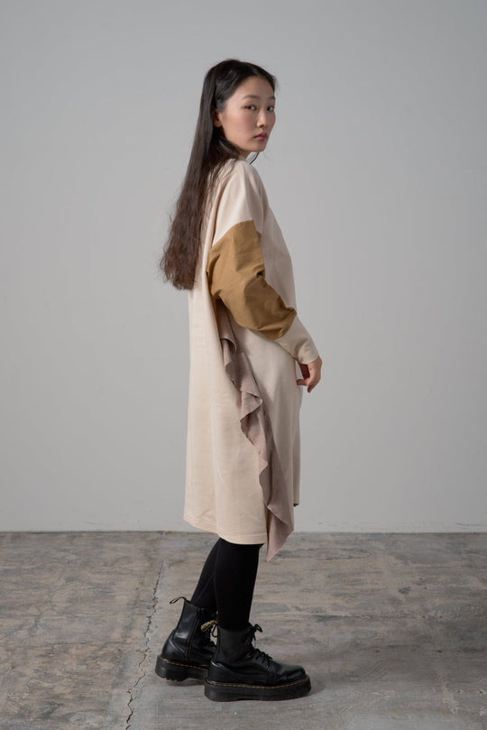 バイカラーワンピース　col:ベージュ