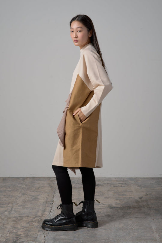 バイカラーワンピース　col:ベージュ