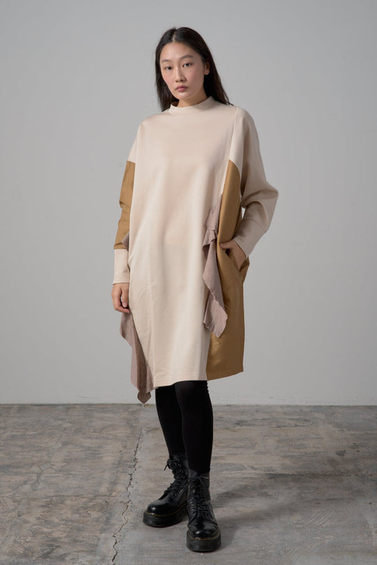 バイカラーワンピース　col:ベージュ