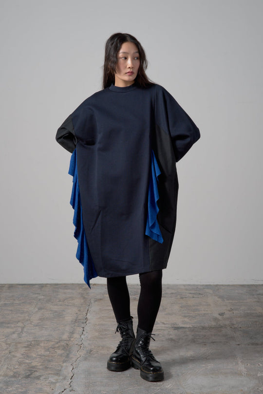 バイカラーワンピース　col:ブラック