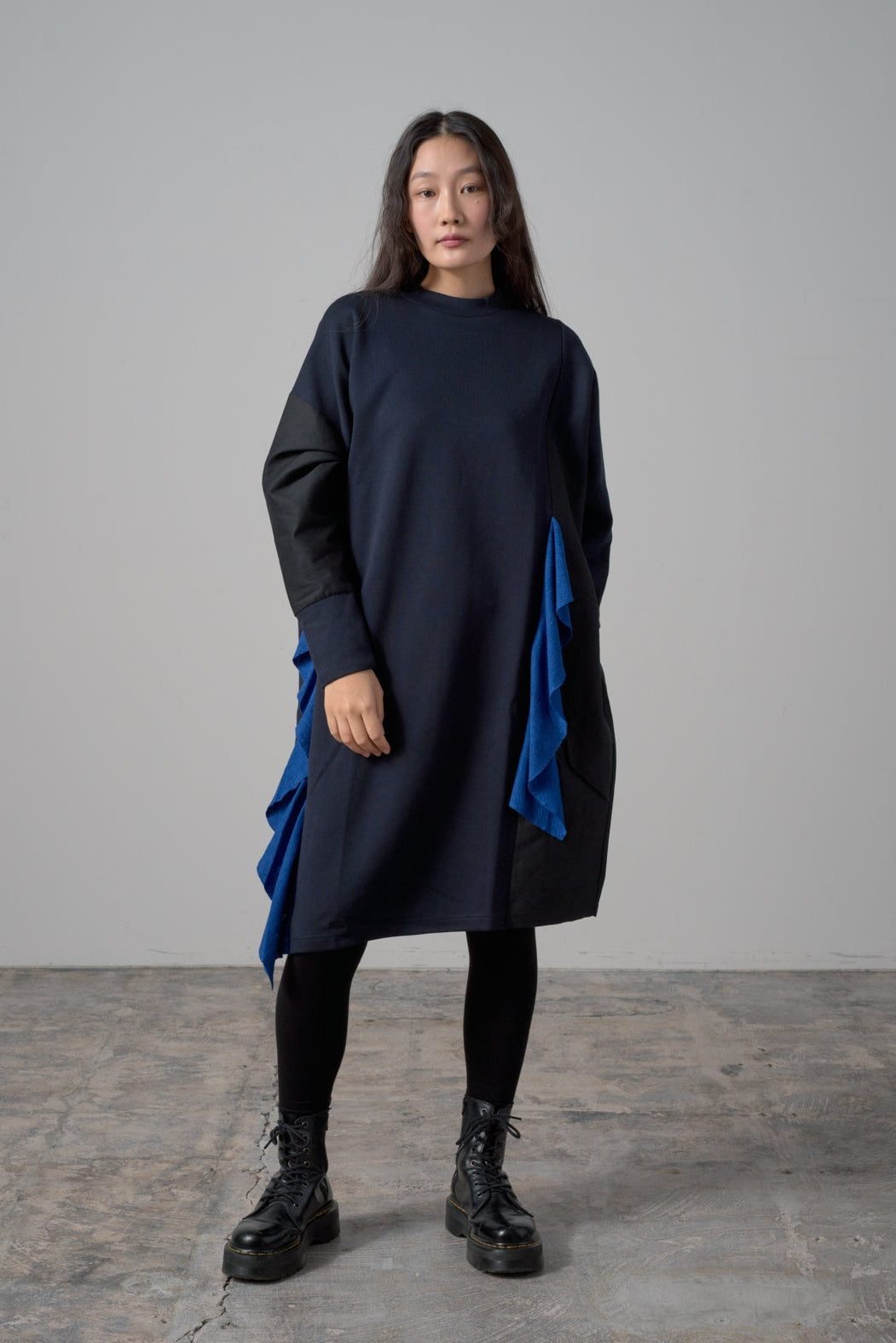 バイカラーワンピース　col:ブラック