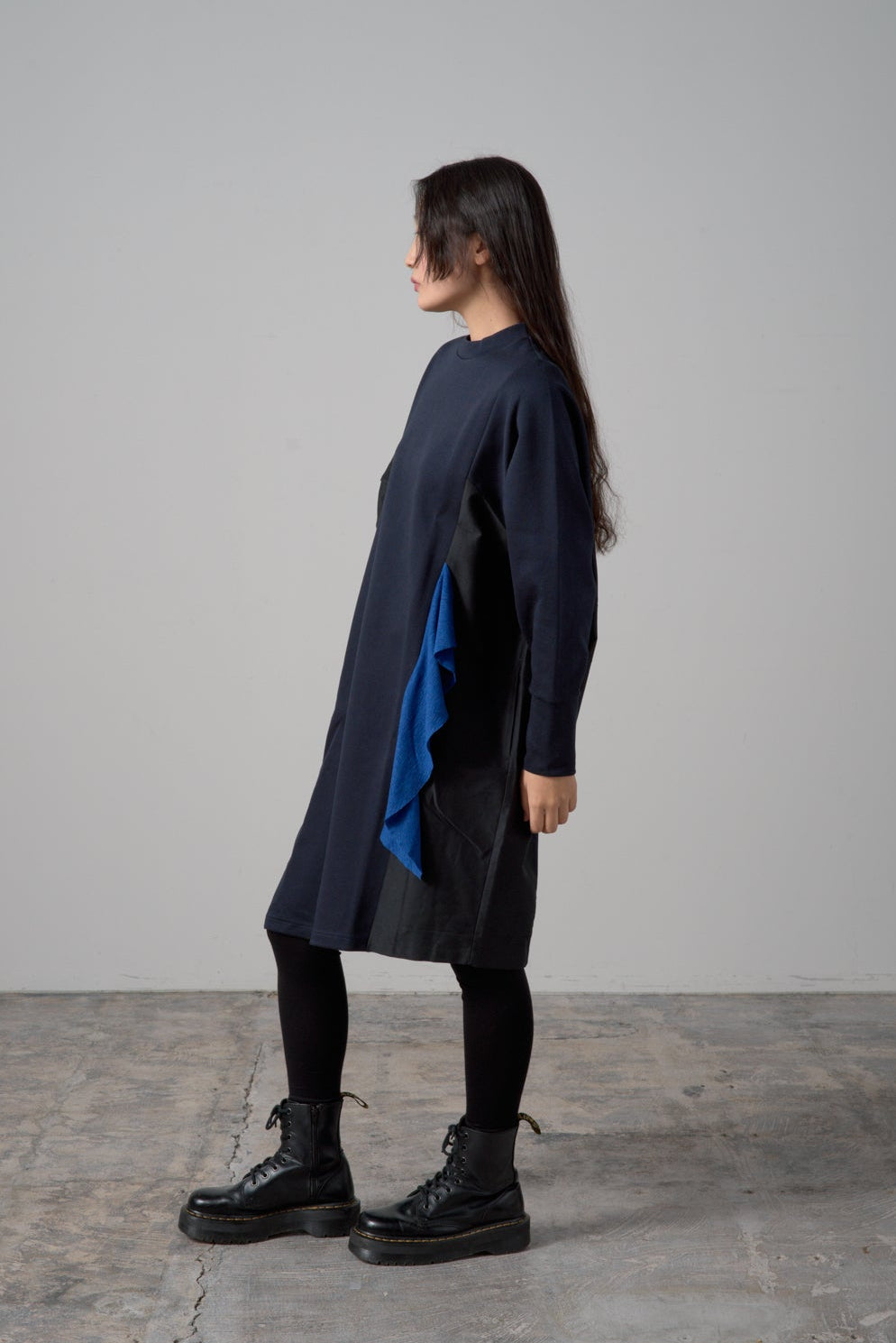 バイカラーワンピース　col:ブラック