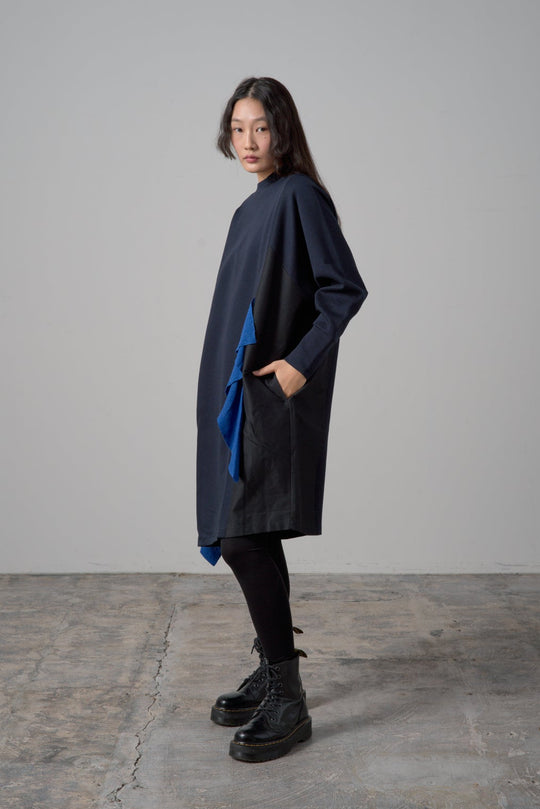 バイカラーワンピース　col:ブラック