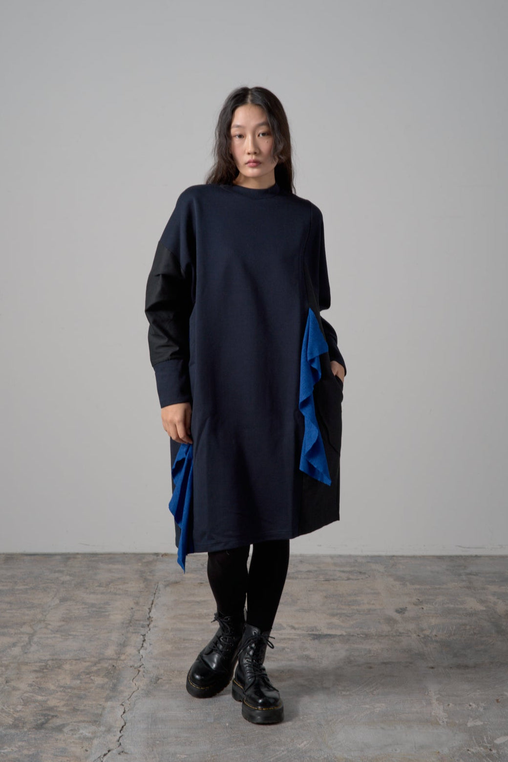 バイカラーワンピース　col:ブラック