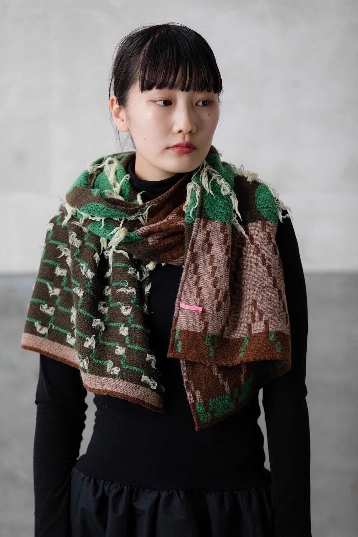 Cave Adventure- ウールカットジャカードストール col:ブラウン – POLS