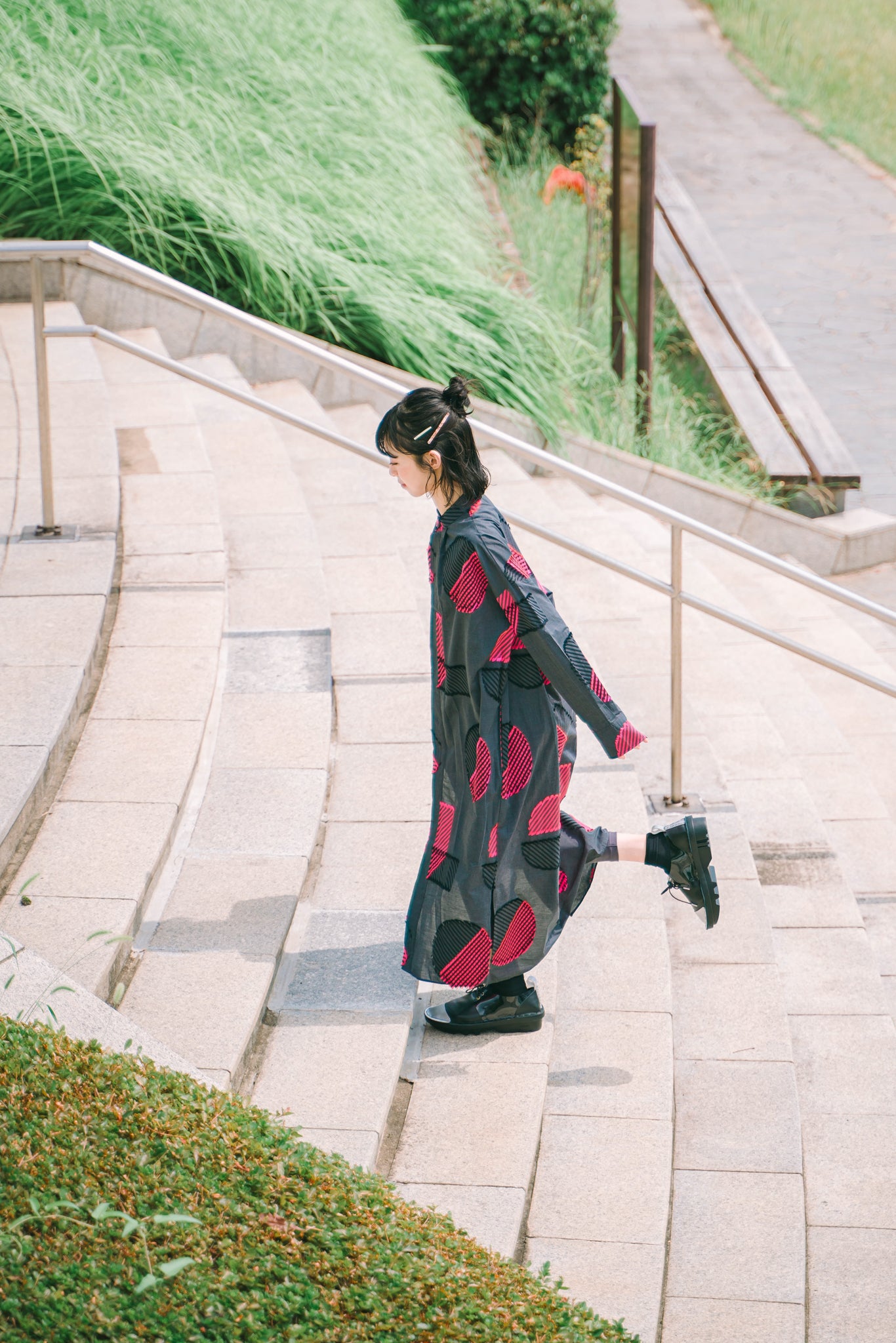 POLSDOT- シャツワンピース col:グレー