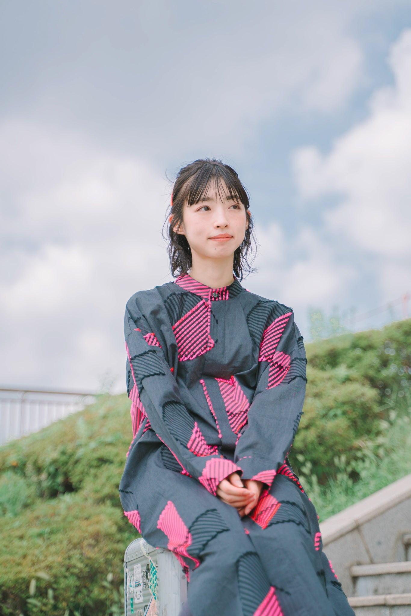 overE　ドロストシャツワンピース　ボルドー 最終値下げ】overE (オーバーイー) ドロストシャツワンピース 90