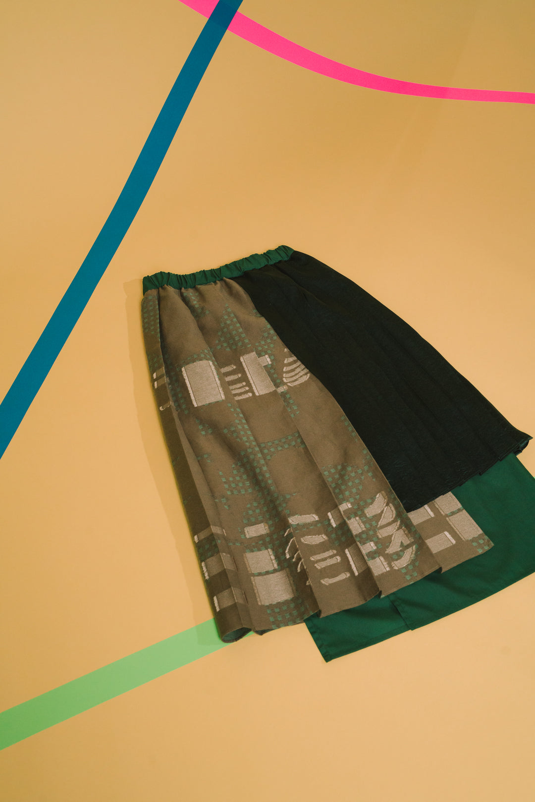 -Hidden Gingham-　スカート　col:グリーン