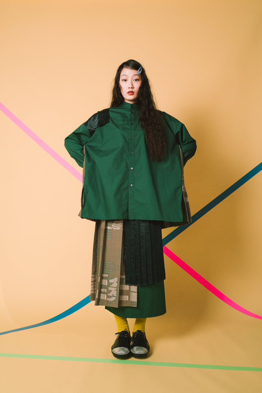 -Hidden Gingham-　シャツ　col:グリーン