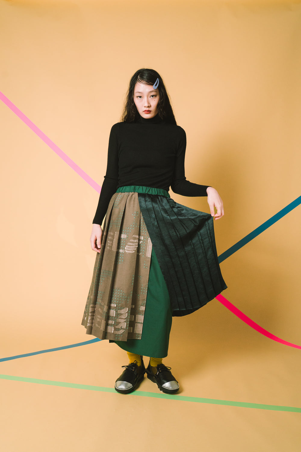 -Hidden Gingham-　スカート　col:グリーン