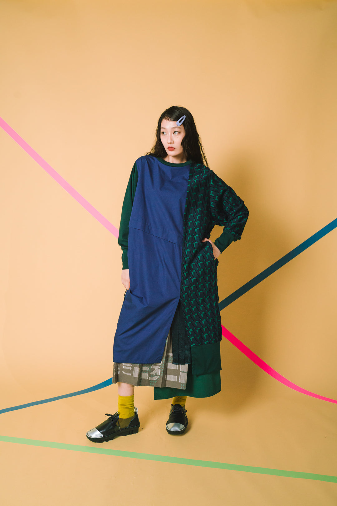 -Diagonal-　ワンピース　col:ネイビー