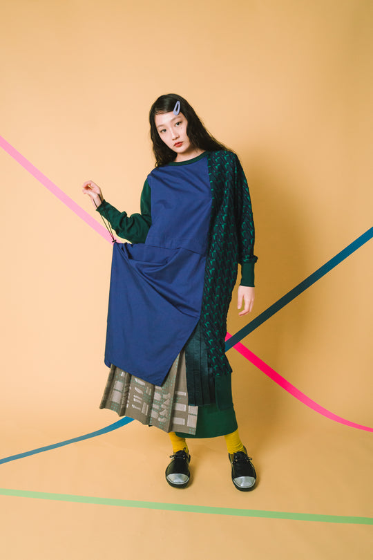 -Diagonal-　ワンピース　col:ネイビー