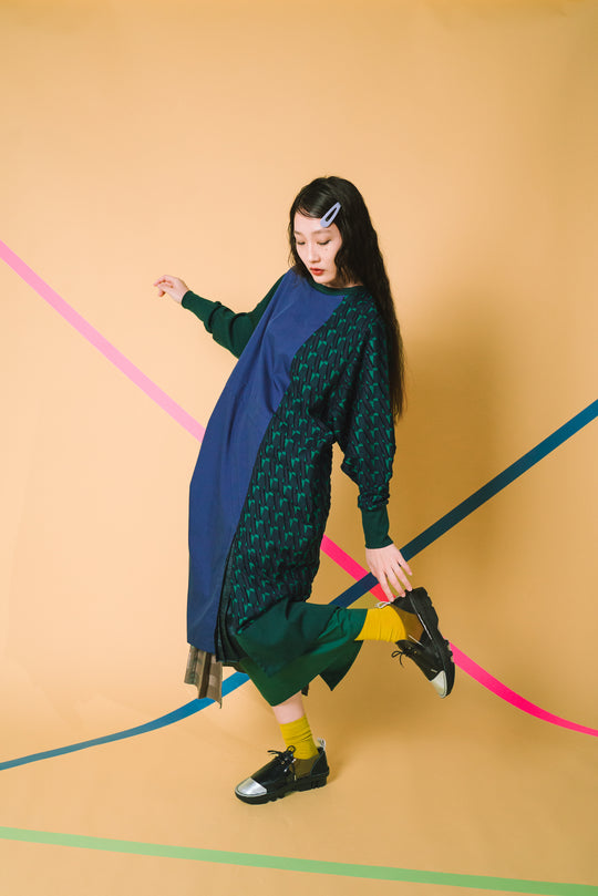 -Diagonal-　ワンピース　col:ネイビー