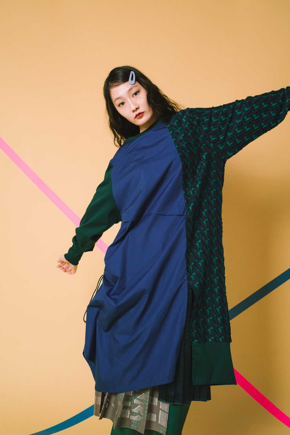 -Diagonal-　ワンピース　col:ネイビー