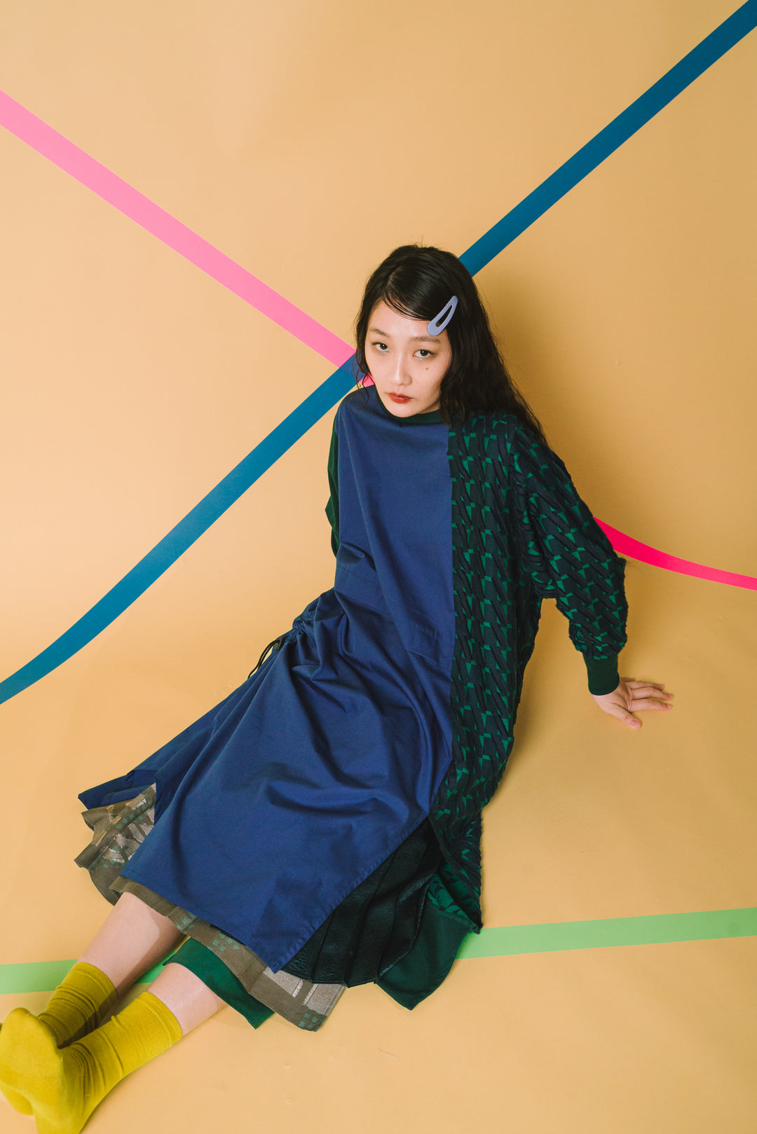 -Diagonal-　ワンピース　col:ネイビー