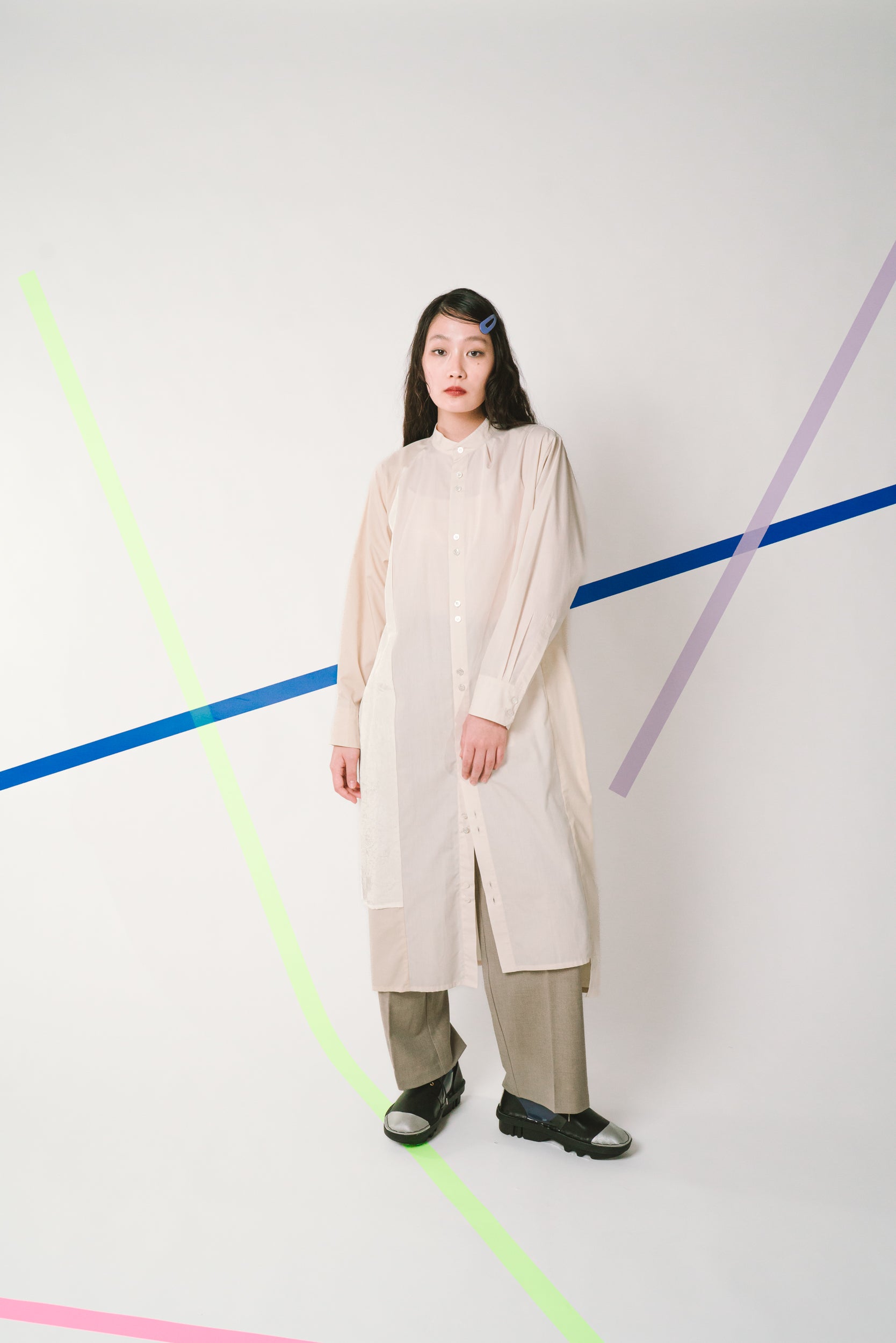 TWIN BUTTON- シャツワンピース col:ベージュ – POLS