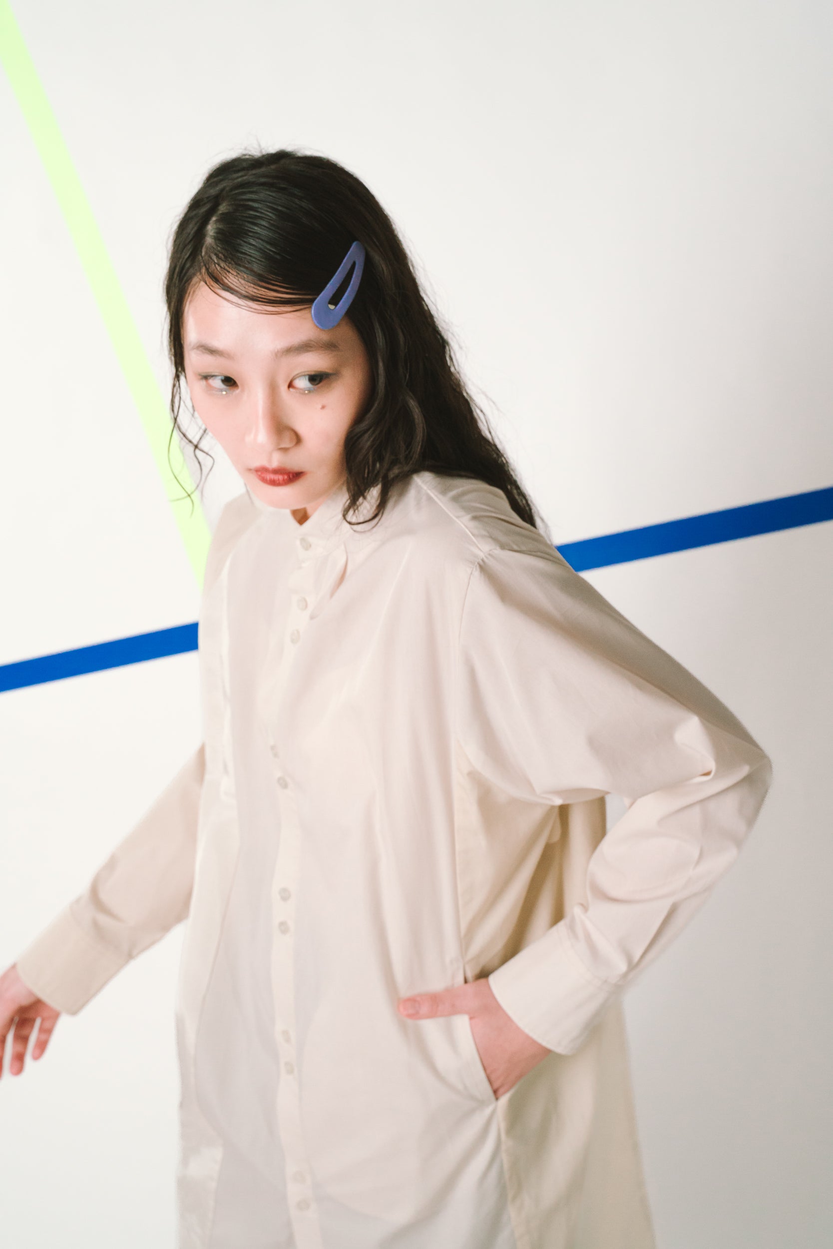 TWIN BUTTON- シャツワンピース col:ベージュ – POLS