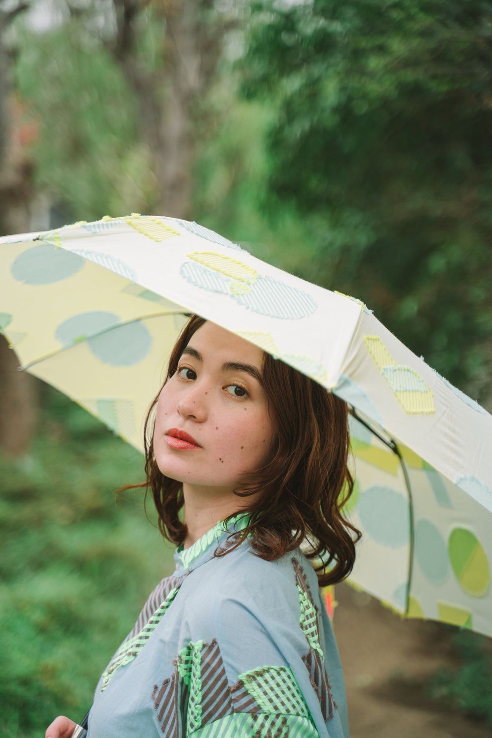 -POLS DOT-　折りたたみ晴雨兼用日傘　col:イエロー