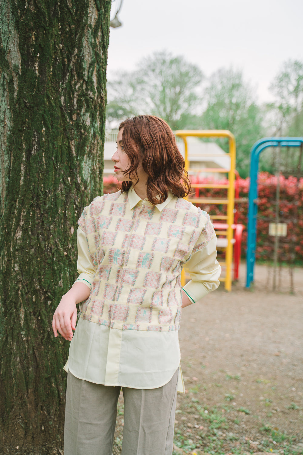 -Forest Check-　シャツ　col:クリーム