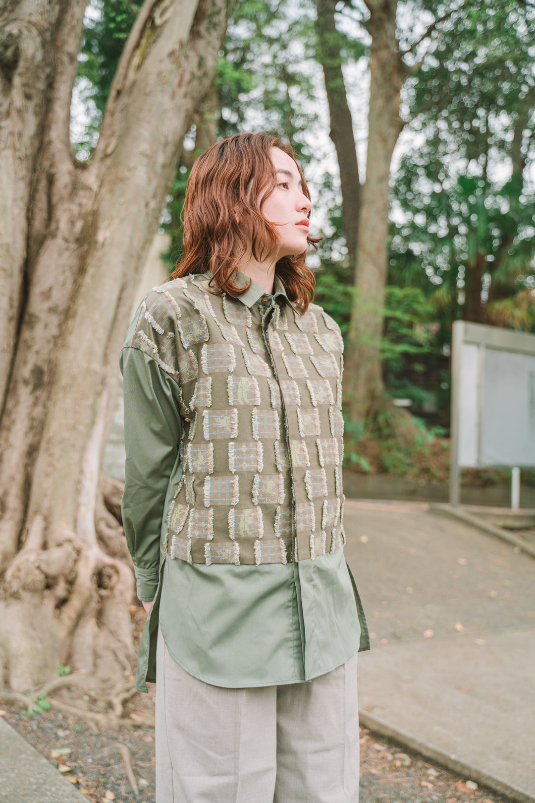 -Forest Check-　シャツ　col:カーキ